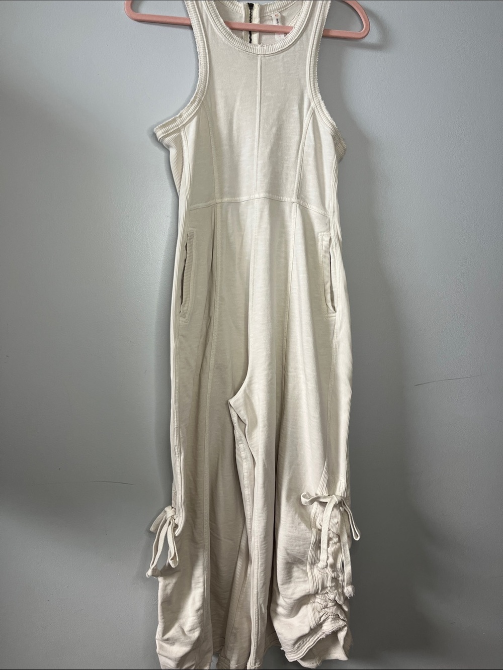 Anthropologie Daily Practice wide-leg jumpsuit white sleeveless drawstring - Picture 4 of 12